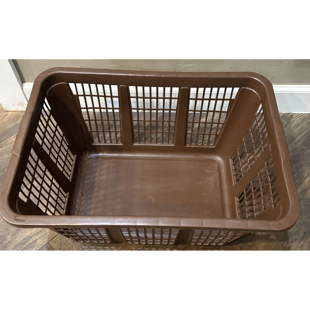 Rubbermaid Brown Laundry Basket Vintage 2885 Rectangle Clothes 22x16x11 - Picture 3 of 10